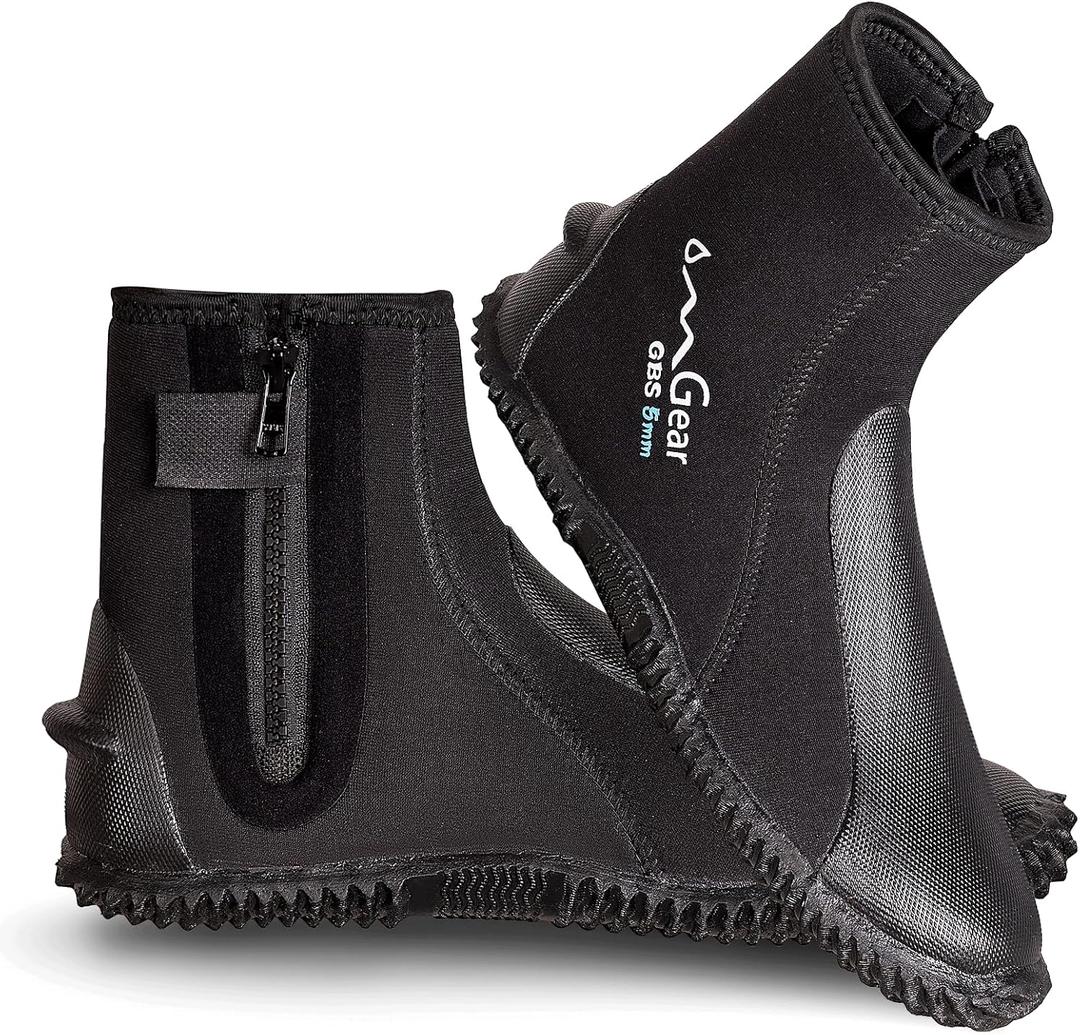 OMGear Neoprene Diving Boots 3mm 5mm Water Boots Dive Fins Booties with Rubber Sole Snorkeling Gear Surfing Scuba (L(Men10/Women11))