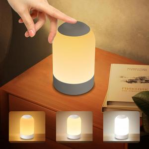 Baby Nursery Night Light with 1 Hour Timer, Soft Eye Caring Touch Sensor Lamp for Kids, Breastfeeding, Diaper Change and Sleep Aid, USB Rechargeable Dimmable White/ Natural/ Warm Night Light