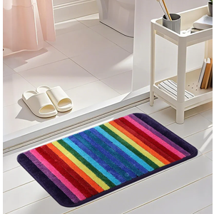 Bath Rugs for Bathroom Rainbow Bathroom Rugs Colorful Microfiber Plush Bath Mat Soft and Absorbent Bath Carpet Non-Slip Backing 20"x32"