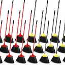 WILLBOND 20 Pcs Heavy Duty Broom Outdoor Indoor Commercial Angle Brooms Bulk for Courtyard Garage Lobby Mall Market Floor Home Kitchen Room Office Pet Hair Rubbish 54 Inch(Red, Yellow)