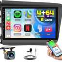 [8 Core 4+64GB] Android 15 Car Stereo for Honda Civic 2012-2015 with Wireless Carplay Android Auto, 9 Inch HD Touchscreen Car Radio with GPS WiFi Bluetooth FM/RDS EQ DSP 59UI SWC Backup Camera