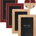 VIOLABBEY 4x6 Picture Frames Set of 4, Colorful Photo Frame of Modern Style, High Definition Tempered Real Glass, Wall Mounted or Tabletop Display (Gold+Red)