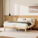 Tyndall Bed Frame Queen Size, 12 Inch Natural Finish Solid Wood Platform Queen Bed Frame with Wooden Slats Support, No Box Spring Needed, Noise Free, Easy Assembly
