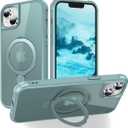 Hocase for iPhone 14/13 Case 6.1", with Magnetic Ring Stand [Compatible with MagSafe] [Military Grade Protection] Slim Shockproof Translucent Protective Phone Case - Teal