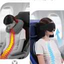 Travel Pillow for Airplane, Travel Pillow with Seat Strap and 3D Eye Mask to Firm Head, 360Support Headrest No Bobblehead, Travel Essentials for Long Flight,Car Road Trip,Black