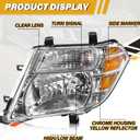 Headlights Assembly Compatible with Nissan Pathfinder 2008-2012 Head Lamps, Halogen Headlamp Replacement 26060ZS00A 26010ZS00A NI2502171 NI2503171, Bulb Included, Chrome Housing Amber Reflector