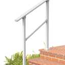 Hand Rails for Outdoor Steps, 3 Step Stair Railing Indoor, Railing for Stairs, Wrought Iron Handrails for Outdoor Steps for Deck/Porch, White (3 Steps)