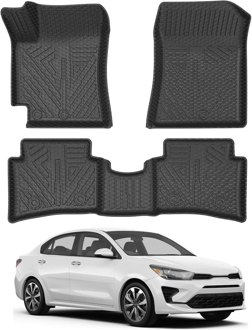 Mixsuper Liner Floor Mats for 2018-2024 Kia Rio 5-Door, All Weather Floor Liners for Rio Accessories Durable 1st and 2nd Row Set Black