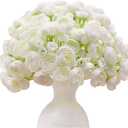 32Pcs Ranunculus Artificial Flowers, Ivory White Faux Silk Mini Peonies Bulk Fake Wedding Flowers for DIY Bouquet, Home Decor, Bridal Shower & Centerpieces