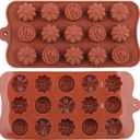 15 Cavity Flower Silicone Candy Molds Set Of 2 | For Candy Chocolate Cake Decoration