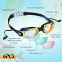 Flutesan 6 Pack Swim Goggles for Adult Anti Fog Swimming Glasses with Ear Plugs Nose Clip No Leaking Full Protection Goggles