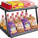 Candy Display Rack, Upgraded Metal Snack Display for Counter, 2 Tier Snack Organizer for Countertop, Chip Bag Holder Stand, Retail Display Shelf for Store Concession, Kitchen (Black)