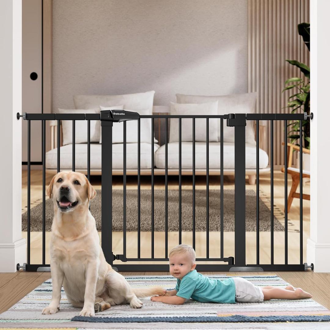 BABELIO Extra Wide Baby/Dog Gate PressGuard P7, 29-55" Auto Clos for The House and Doorway, Safety Pressure Mounted Pet Door, NO Need Tools and Drilling, Black BABELIO Extra Wide Baby/Dog Gate PressGuard P7, 29-55" Auto Clos for The House and Doorway, Safety Pressure Mounted Pet Door, NO Need Tools and Drilling, Black
