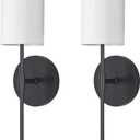 Modern Wall Light Fixtures, 2 Pack Soft Black Vanity Lights for Bathroom, Metal Sconces Wall Lighting with Fabric Shade, Wall Sconce for Bedroom, Living Room, Galleries