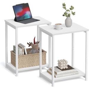 VASAGLE Side Tables Set of 2, Small End Table, Nightstand for Living Room, Bedroom, Office, Bathroom, White ULET272W14