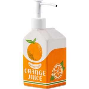 Ceramic Orange Juice Bottle Soap Dispenser, Refillable Lotion Pump Bottle for Bathroom Kitchen Dish Soap