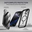 BERFY for iPhone 16 Pro Max Case, Compatible with MagSafe, Built-in Privacy Screen Protector, Camera Protection, Shockproof Full Body Phone Case 6.9", Clear Black