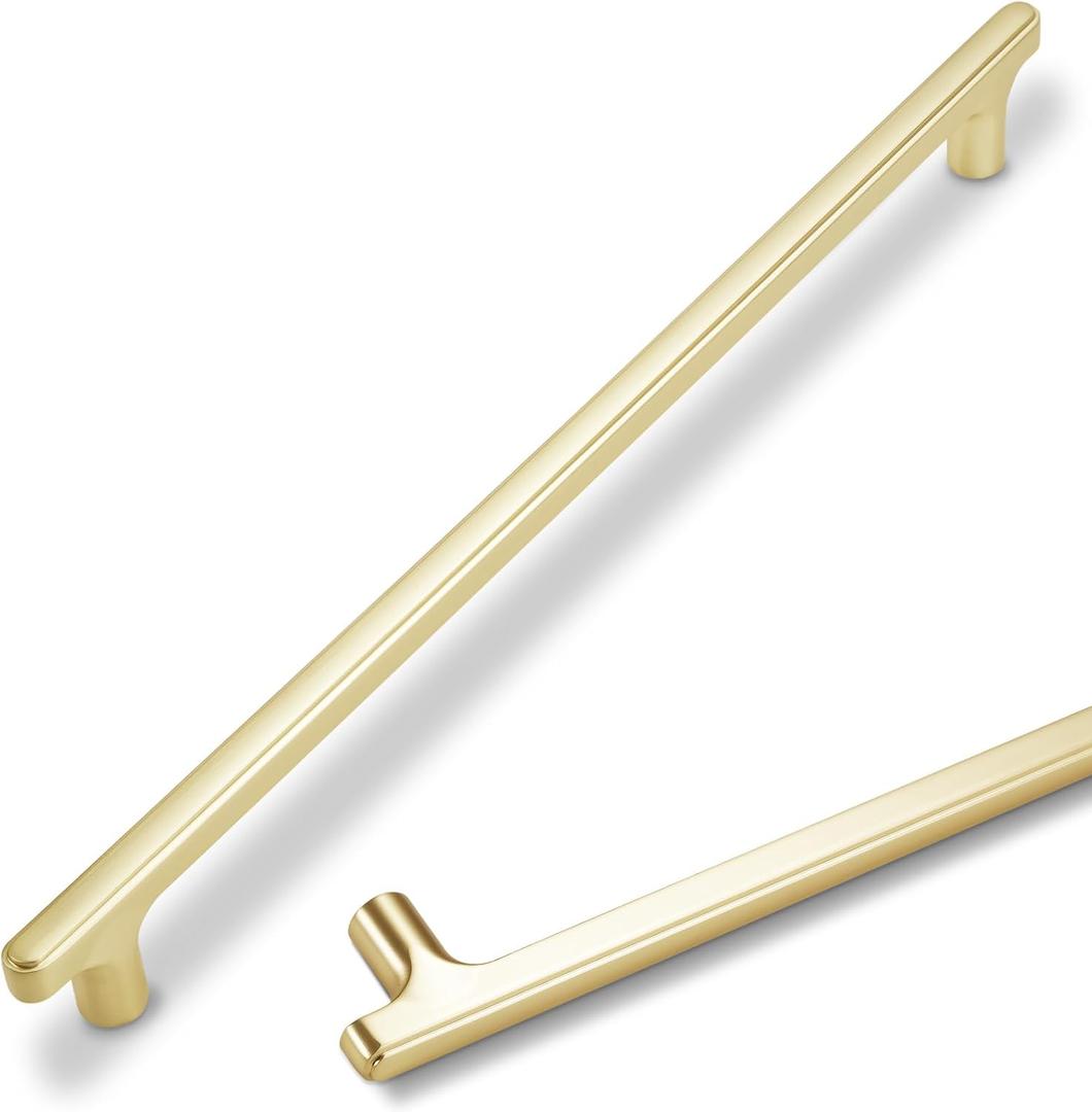 10 Pack Brushed Brass Cabinet Pulls 10 Inch Hole Centers Kitchen Cabinet Handles Zinc Alloy Gold Drawer Pulls Solid Cabinet Hardware