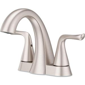 Pfister Willa 4 inch Centerset Bathroom Sink Faucet 2-Handle 3-Hole NSF Certified Spot Defense Brushed Nickel Vanity Faucet with Push & Seal Drain Installation LF048MALGS