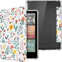 CoBak Case for 7" Ereader - New PU Leather Cover and Clear Soft Silicone Back Cover with Auto Sleep Wake Feature (7" Kindle Paperwhite 12th Gen, Flower Sea)