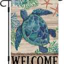 DLZDN Welcome Sea Turtle Garden Flag Beach Garden Flag 12x18 Inch Double Sided Burlap Welcome Summer Rustic Coastal Seasonal Ocean Yard Flag Outdoor Decoration