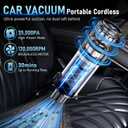 Car Vacuum Portable Cordless, 35000Pa High Power Brushless Motor Handheld Vacuum, 6-in-1 Rechargeable Mini Cleaner with Air Duster for Car, Home, Pet Hair, Keyboard, Grey