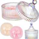 Tioncy 3 Pcs Large Body Powder Puff and Container Valentine's Day gift Powder Container with Puff Crystal Case Soft Washable Reusable Velour Face Body Glitter Wet Dry Makeup(Classic,Dazzling)