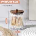4 Pack Qtip Holder Dispenser with Wood Lids - 10 oz Clear Plastic Apothecary Jar Containers for Vanity Makeup Organizer Storage - Bathroom Accessories Set for Cotton Swab,Pads, Ball, Floss