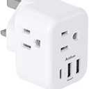US to UK Ireland Plug Adapter, Addtam Type G Power Adapter with 3 AC Outlets and 3 USB(1 USB C), Travel Essentials for USA to Dubai Scotland British London England Hong Kong Irish
