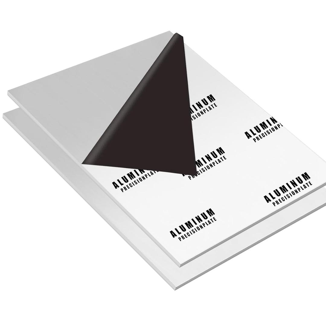 2PCS 6061 Aluminum Sheet Plate, 10" x 14" x 1/8" Thickness Heavy Duty Aluminum Sheets Plates with Protective Film, Rectangle Aluminum Plate Solid Metal Sheet Plate for DIY Projects Base Plate