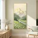 Framed Mountain Wall Art for Hallway, Extra Large Modern Green Landscape Canvas Painting Prints, Nature Forest Vertical Artworks for Living Room Dining Room Entryway Home Office Wall Decor, 30x60 Inch