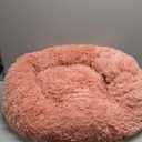 PetJett Calming Medium Dog Bed - 30'' Round Dog Beds, Anti-Slip & Washable Super Soft Fluffy Plush Donut Bed, Anti-Anxiety Premium Comfort Pet Bed, Fits Dogs up to 45 lbs - Pink