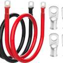 2 AWG Battery Cable 2 Gauge Battery Inverter Cables with 3/8 in Lugs Pure Copper Power Inverter Wire Set for Solar Marine Boat RV Car Motorcycle (3FT, with 2 AWG 3/8" Lugs)