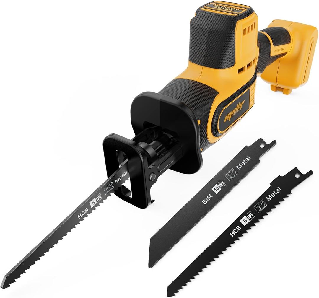 Brushless Reciprocating Saw Compatible with DeWalt 20V MAX Battery(Tool Only), 3,000 SPM One-Handed Cordless Sawzall, 1" Stroke Length, Pivoting Shoe, LED Light, Variable Speed for Wood/Meatl/PVC
