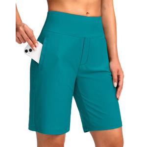 Viodia Women's 9" Long Swim Shorts Modest Swimsuits Bathing Suit Knee Length Bermuda Board Shorts for Women with Pocket Lake Blue