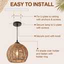 3 Pack Paper Rope Woven Pendant Light, Boho Wicker Pendant Lights, 8.66 x 8.66 x 6.30 inches