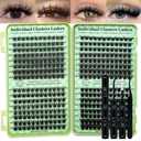 Lash Clusters Kit Wispy Eyelash DIY Lash Extension Kit 384pcs Cluster Eyelash Extensions Kit with Lash Bond and Seal,Lash Tweezers(W02+W04+W05+W06,10-16mm Lash Kit)