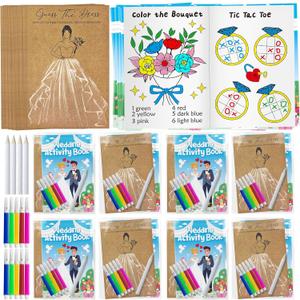 Cinrobiye Wedding Activity Set for Guests, Coloring Books & Guess the Dress Cards, Wedding Table Games for Kids, Reception Entertainment, Bridal Shower Favors & Goodie Bag Fillers