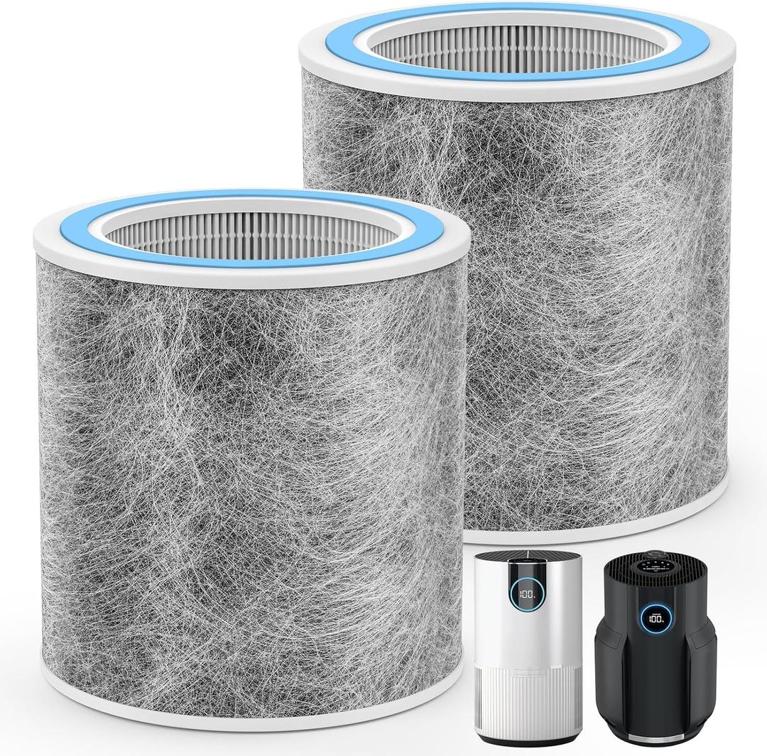 2 Pack HP102 Replacement Filter Compatible with Shark HP102, HP152, HP153, HP102PET, HC452, HP132, HC450, HC451, HC455 Air Puri-fier, Part #HE1FKPET, HE1FKBAS