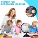 KISEER 8 Inch World Globe with Stand Rotating Earth Spinning Globe for Kids Geography Classroom Education or Decorations (White)