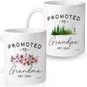 Vivulla68 Christmas Gifts For First Time Grandparents, Promoted To Grandma And Grandpa Mugs Est 2024, Grandparent Baby Announcement, Pregnancy Announcement Mug, Grandparents To Be Gifts (11Oz, Grandparents 2024 White)