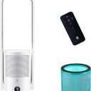 U ULTTY Bladeless Tower Fan and Air Purifier in one, True HEPA Filter 99.97% Smoke Dust Pollen Dander, Oscillating Tower Fan with Remote Control CR022D, White (Large)