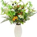 K&Y Realistic Artificial Potted Plants Olive Wild Fern Berry Decor Low Maintenance Faux Greenery Indoor Fake Plants for Home Office Bathroom Kitchen Desk Shelf No Watering Needed (White Vase), 21"