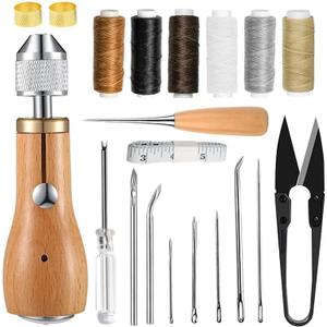 Sewing Awl Kit, Portable Tool Stitching Leather Sewing Thread, Waxed Thread Kit for DIY Leather Sewing Repair Craft (1)
