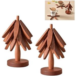 Amazon.com: Walnut Tree Table Mat,Wooden Table Mat Tree,Foldable Trivets for Hot Dishes,Non-Slip Heat Insulated Folding Wood Table Plate Mat (Walnut+Wood): Home & Kitchen