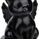 Black Cat Urn for Ashes - Sleeping Angel Memorial Figurine, Cremation Funeral Statue for Pet Lovers