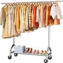Extendable 49.8-74.8" W Stainless Steel Clothes Rack, Silver