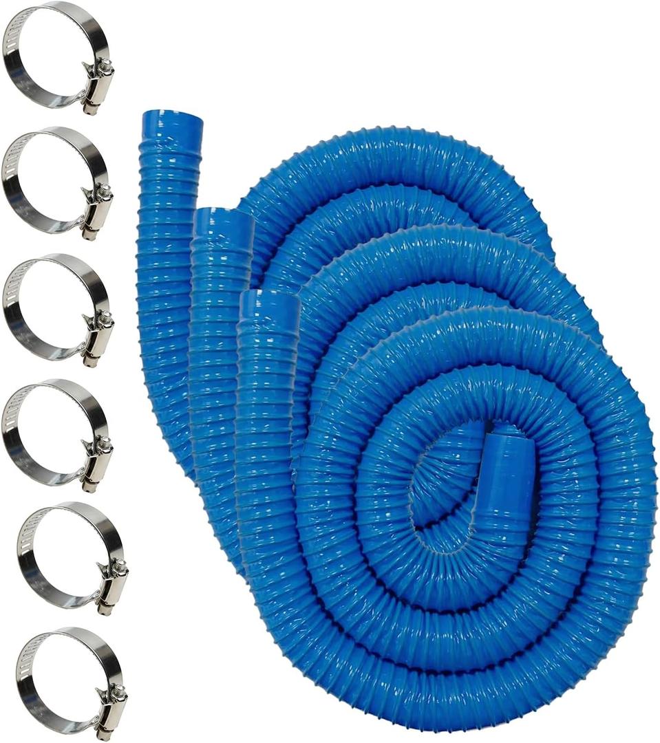 1.25" x 51" Pool Filter Pump Hoses for Above Ground Pools, Compatible with Filter Pump 607, 637 (3 Hoses + 6 Metal Clamps)