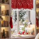 Christmas Valance Curtains Christmas Balls Christmas Kitchen Curtains Window Treatment Holiday Decor Winter Snowflakes Red Rod Pocket Valances for Kitchen Bathroom Living Room 54x18 Inch, 1 Panel