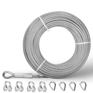 1/2" Stainless Steel Cable 50FT, 7x19 Strands Wire Aircraft Cable
